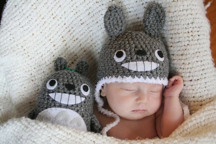 Newborn Crochet Totoro Gift Set (Newborn Totoro Hat and a Doll)