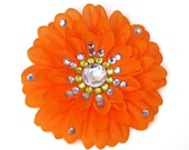 Orange Penny Blossom Rhinestone Flower Barrette (The Big Bang Theory)