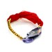 Fabric  bracelet bangle with golden beads and agate - one of a kind