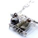 Safety pins necklace bib silver brown and grey with agate and beads for her - one of a kind - OOAK