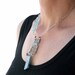 Safety pins necklace bib silver and light blue with agate and faceted crystal beads for her- one of a kind - OOAK