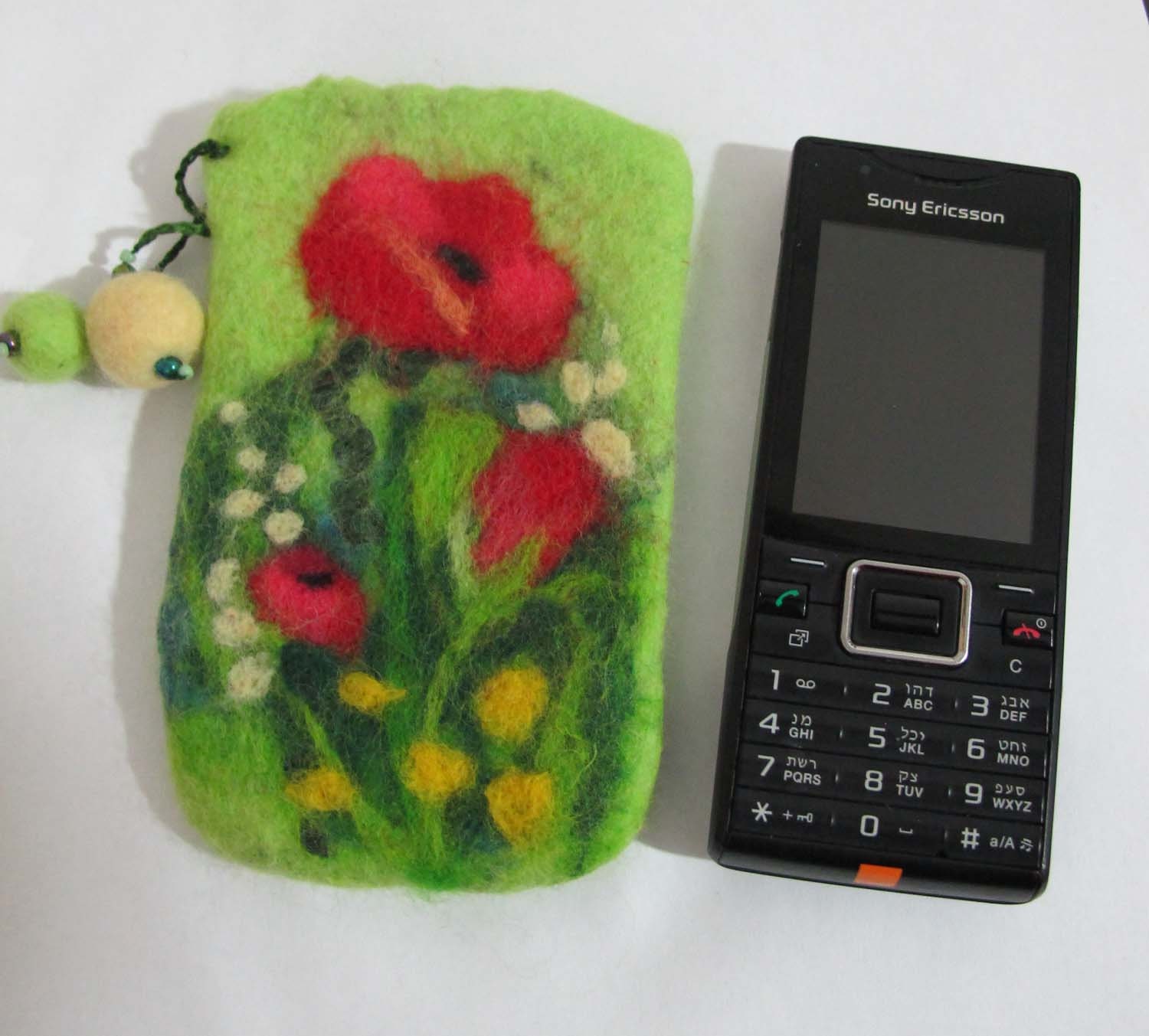 Felted case for cell phone