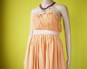 Strapless prom dress bridesmaid dress peach chiffon prom cocktail party dress custom made to your size
