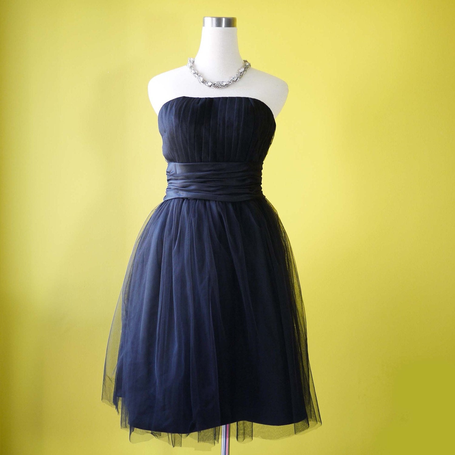 Retro Black strapless bridesmaids dress wedding dress tulle tutu bandeau romantic 50s Cocktail Prom Custom Made to Your Size