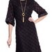 Vintage Lace Dress Sheer Black Embroidered Bow Shift Cocktail Party 50s 60s - M