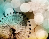Pastel bokeh blue ferris wheel metallic fine art photo 4x6
