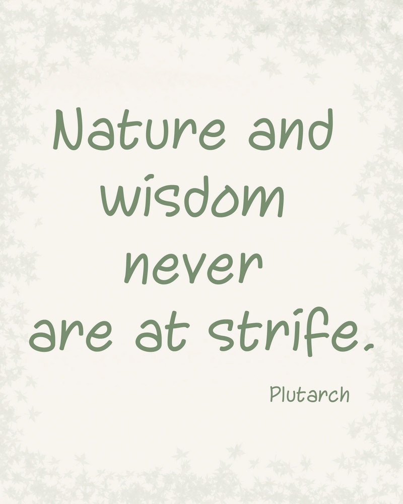 Nature and Wisdom Plutarch quote typography