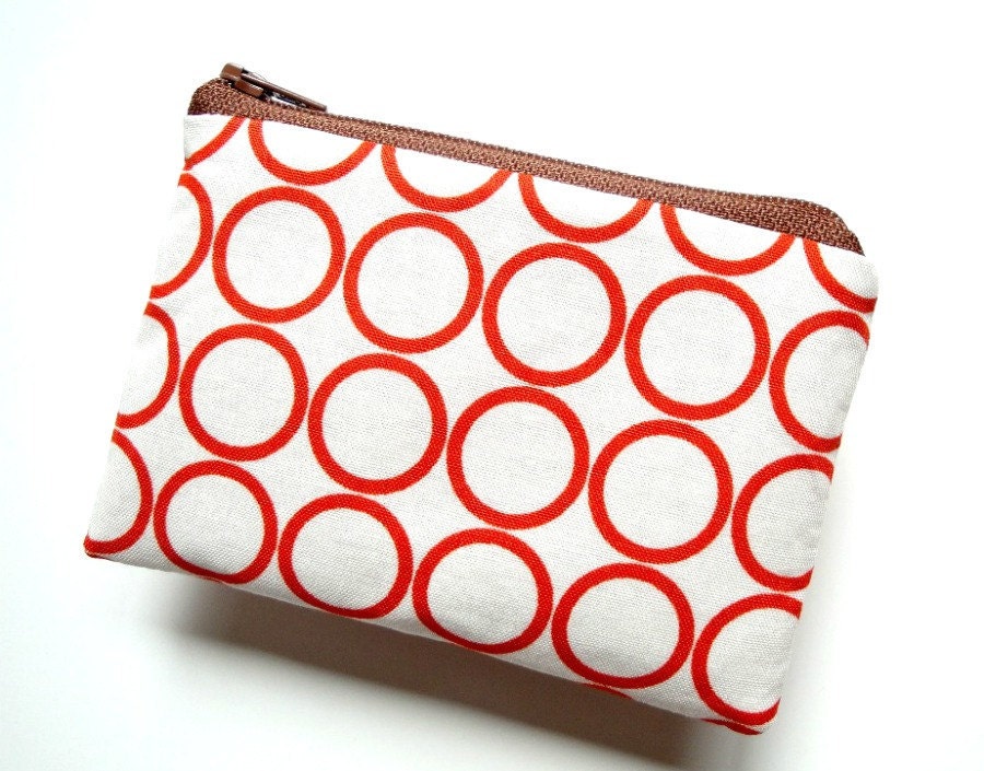 Autumn Carrot Tangerine Orange Circles Mini Zippered Pouch