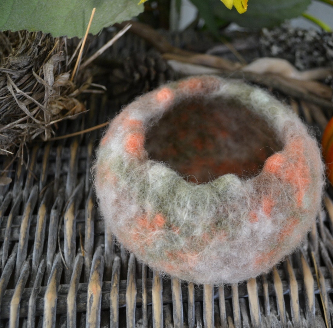 Felted Bowl Pod Vessel - Home Decor- Fall Colors
