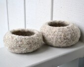 Felted Pod Vessel Bowls for Home Decor-Set of Two-Birch Bark-READY TO SHIP
