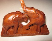 Vintage Carved Teak Elephants