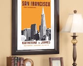 City Skyline Wedding Poster 16x24 - San Francisco Skyline  -  Choose your city image and color - Style B