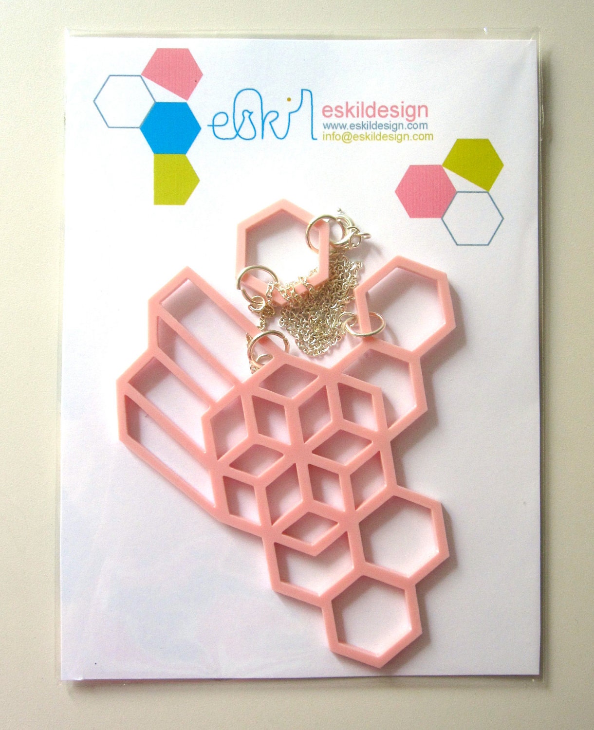 geometric pink necklace