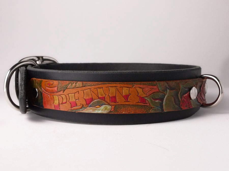 Leather Dog Collar Personalized Leather Dog Collar Tattoo Collar Stamped Dog Collar