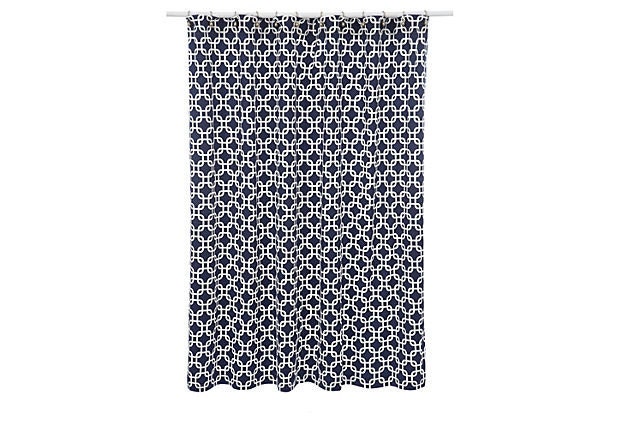 Shower  Curtain Standard Size 72x72  Navy and White Gotcha Chain Link