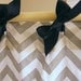 BOGO FREE SALEShower Curtain Zig Zag Premier Prints Ash Gray and White with Navy Blue Ribbon Button Holes 72x90