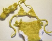 Yellow Polka Dot Bikini / newborn photo prop