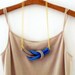 Together, crochet knot necklace. Nautical knot necklace. Blue and sand cotton yarn