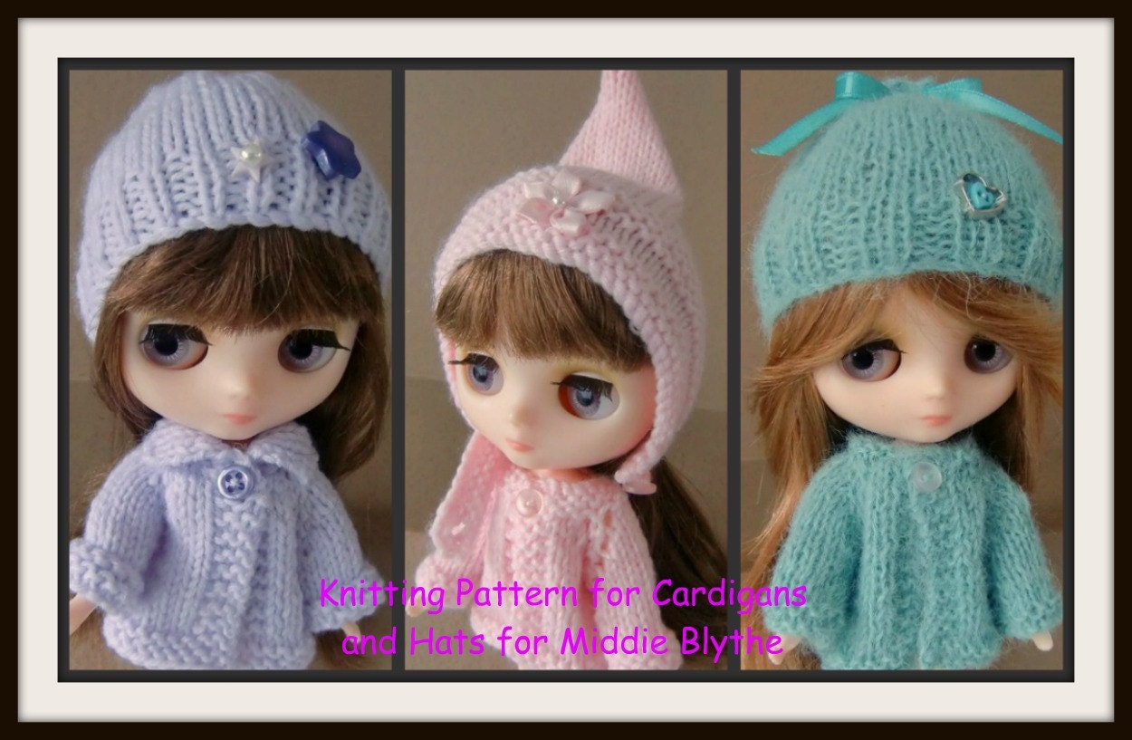 PDF Knitting Pattern for 3 Sets of Cardigans and Hats for Middie Blythe