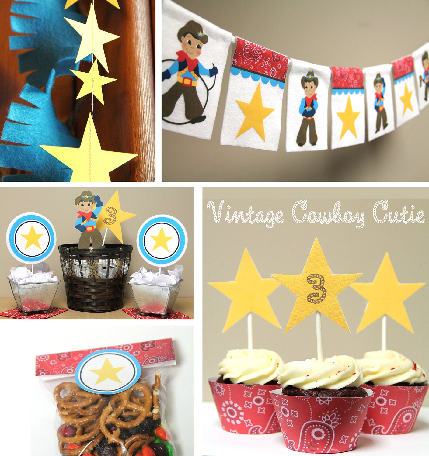 Vintage Cowboy Cutie - Birthday decorations , full party package Il_570xn
