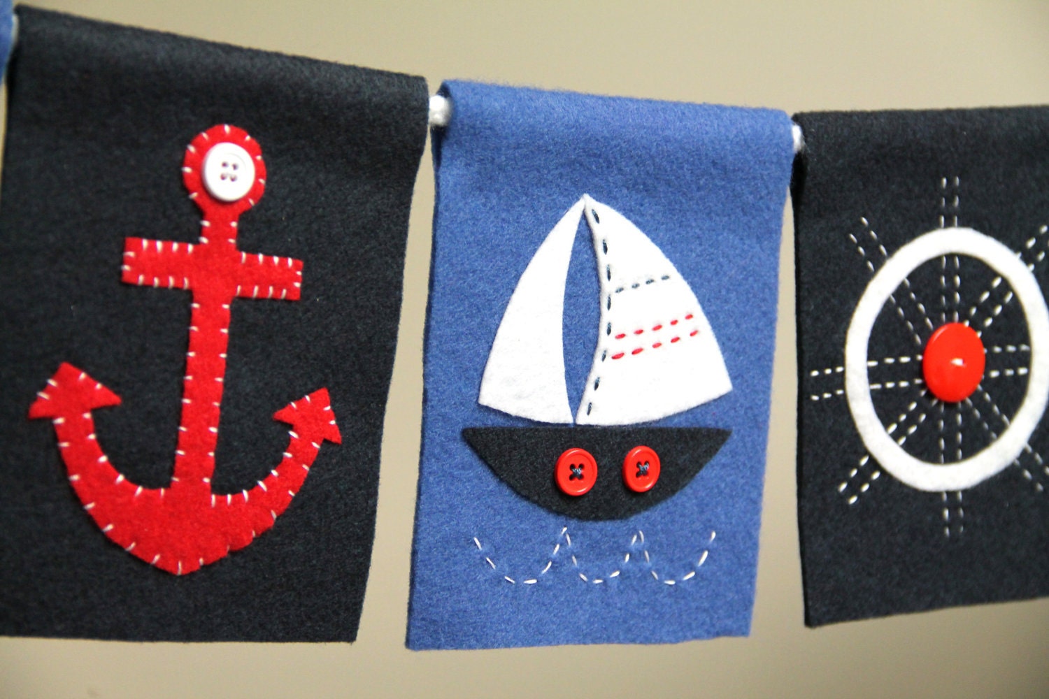 Nautical felt party banner or room decoration (sailboats)