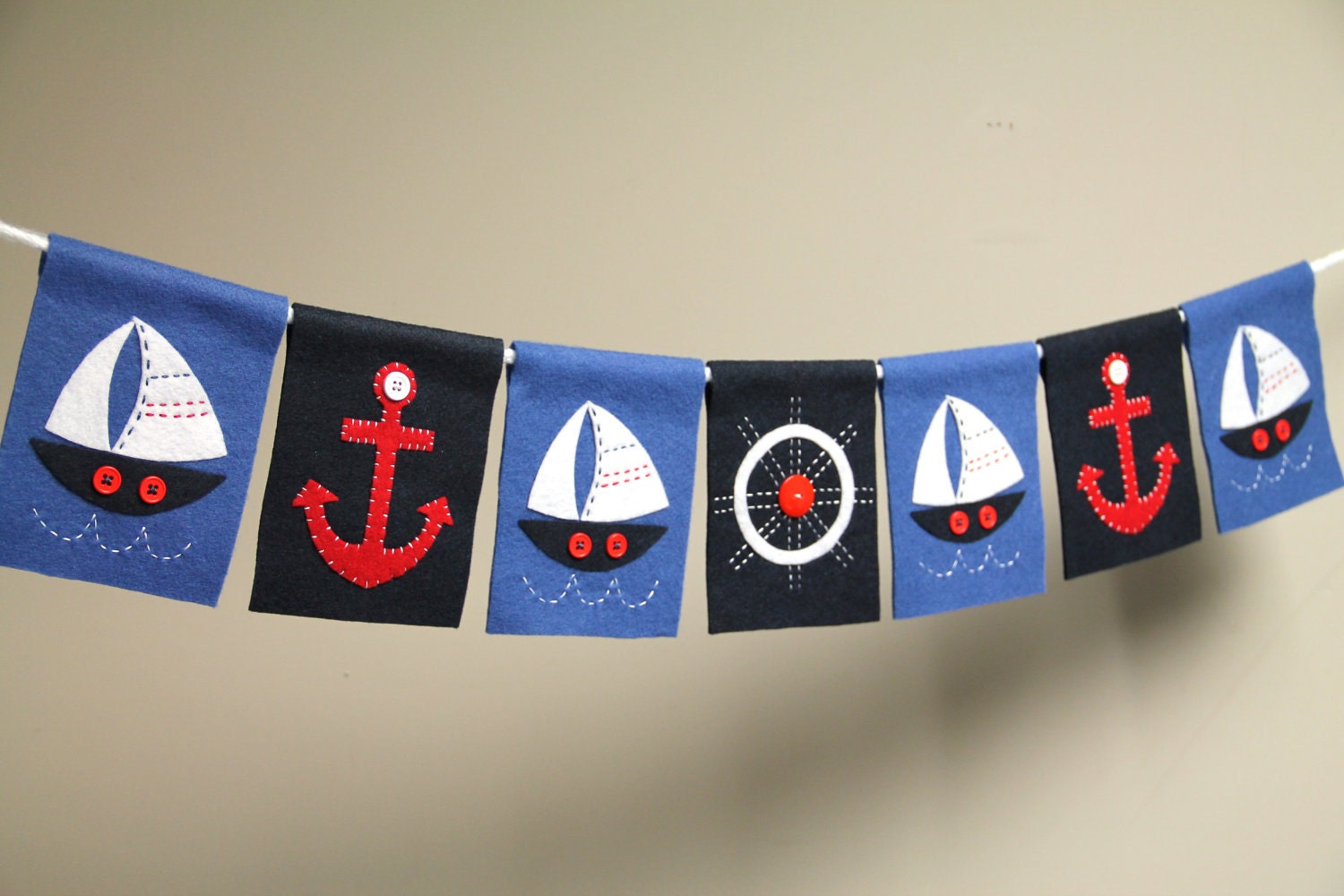 Nautical felt party banner or room decoration (sailboats)