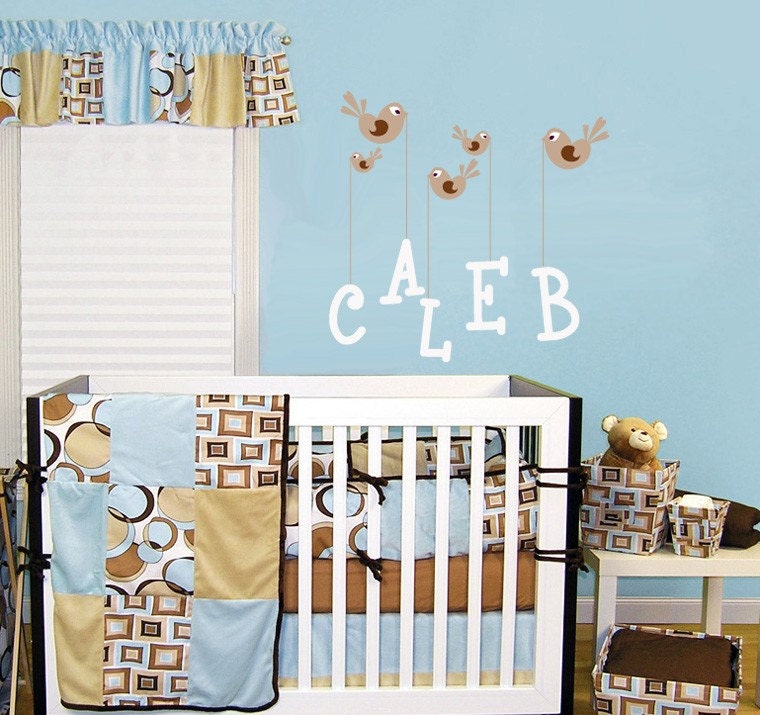 Bird and Name Nursery Wall Decal Baby - Children Nursery Vinyl Wall Decal Sticker