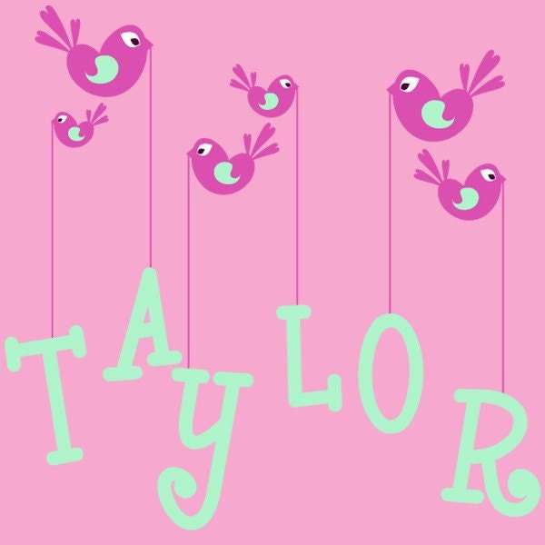 Bird and Name Nursery Wall Decal Baby - Children Nursery Vinyl Wall Decal Sticker