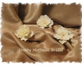 Ivory, Cream Velvet Hydrangea Bridal Flower Hair Pins, Bobby Pins with Pearl,  Set of 3 No. 303 - Made to Order,  Wedding Hair Accessories