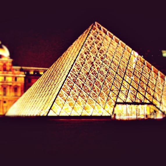 Paris Photography - Le Louvre at night 8 x 8 Photography french home decor paris france paris at night gold decor