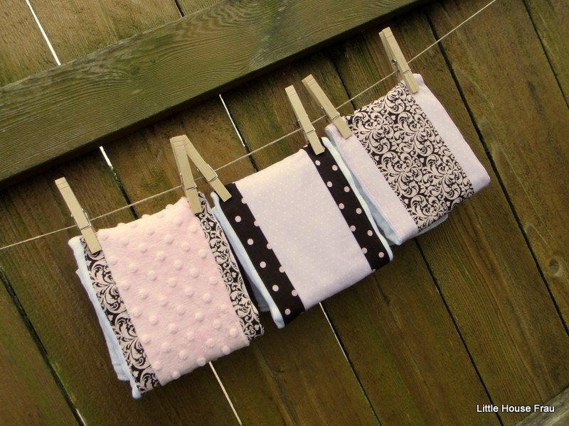 Pink & Brown Burp Rag Set Cloth Diaper 3-pack