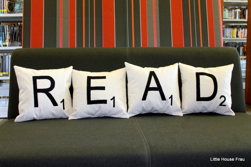 READ Scrabble Tile Letter Pillows