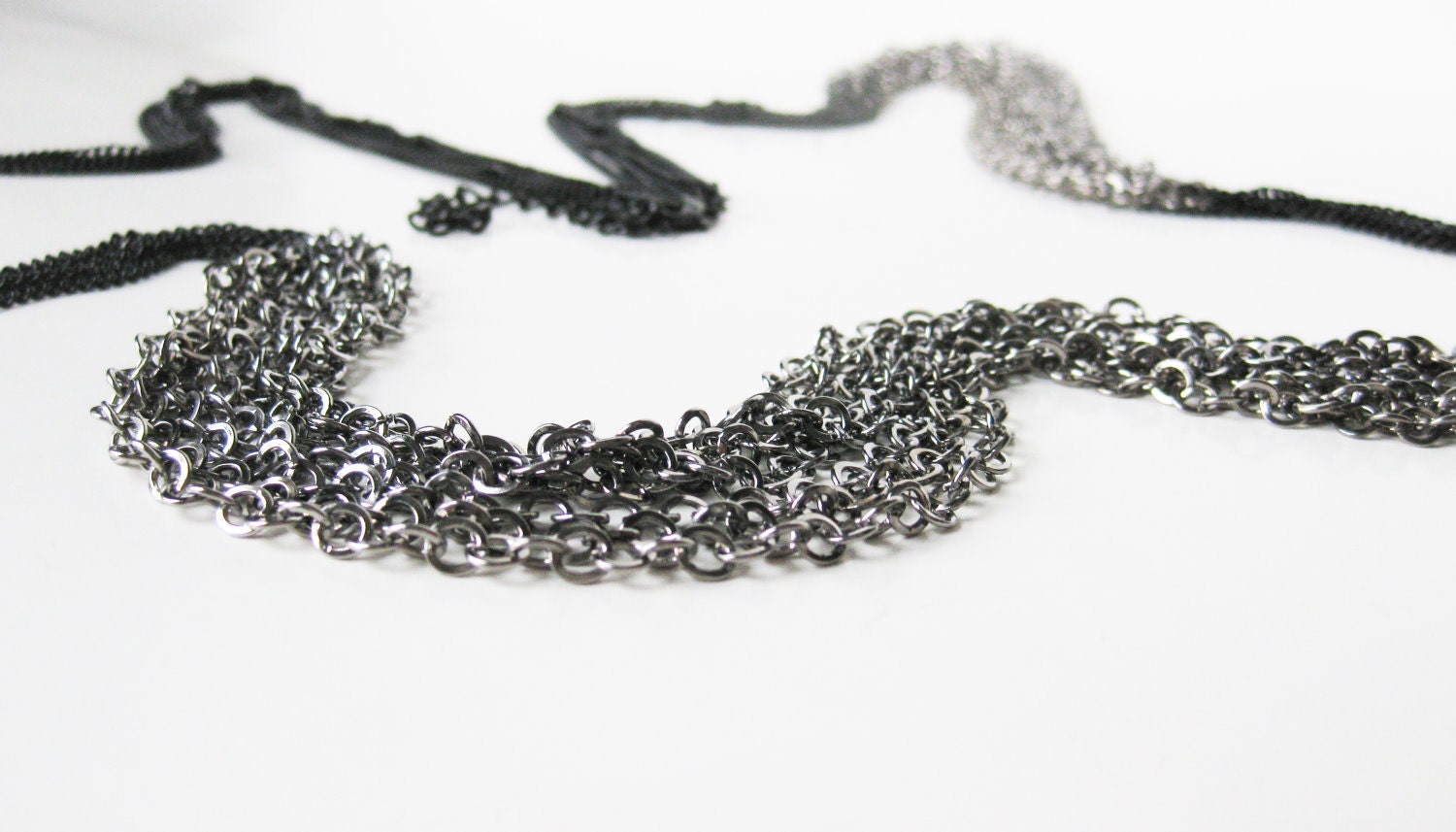 Multi Chain Necklace in Black and Gunmetal. Rocker Necklace. Black Necklace. Gunmetal Necklace. Layered jewelry. Clean layers.