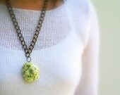 50% off - Natural Coral Necklace, Minty Green, Adjustable, Chunky Double Brass Chain, Large Hook Clasp