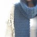 Custom Unisex Scarf,  Chunky Crochet with pocket, Long Teal Blue, Suede Cord Accent