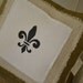 FLEUR DE LIS -- Burlap, muslin and cotton hand stamped french pillow cover 12 x 12