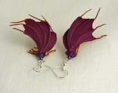Claret Cape Earrings of Handmade Flax Paper