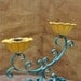 Funky Turquoise Flower Candle Holder Centerpiece