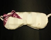 Aromatherapy Sleep Mask in Cotton Muslin with Ivory Stripe Overlay