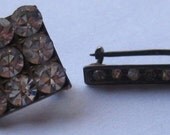 20 PERCENT OFF  Vintage Lot of 2 Small Pins Brooches Rhinestone C Clasp