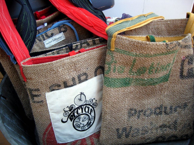 Upcycled Burlap & Tshirt Sling Bag. Eco Friendly. Mustard and Forest Green. Warriors. Sports Tshirt. FREE Shipping.
