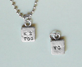 K2TOG YO Knit 2 Together Yarn Over Pewter Necklace knitpurletc