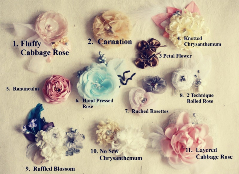 Fabric Flower Tutorials (All Fabric Flower eBooks)- Save 35% - With Headband and Accessories Tutorials