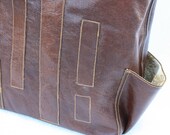 Leather with vintage lining Tote Bag "The Raleigh" Diaper Bag
