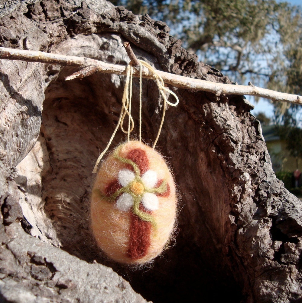 Felted Flower Cross Easter Egg