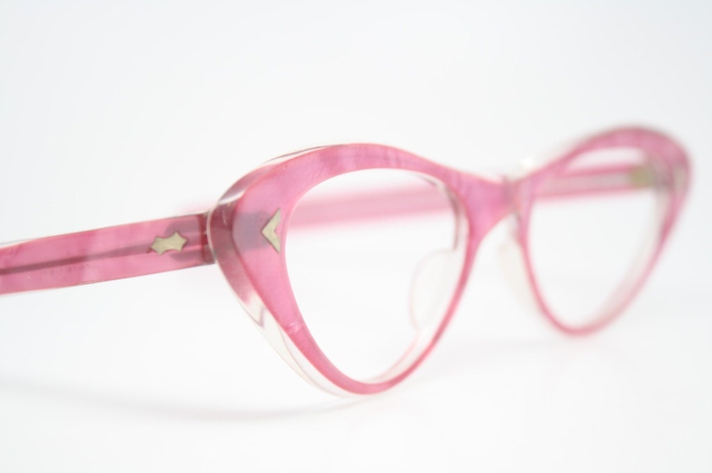 Pink cat eye glasses  vintage cateye eyeglasses frames - VintageOpticalShop
