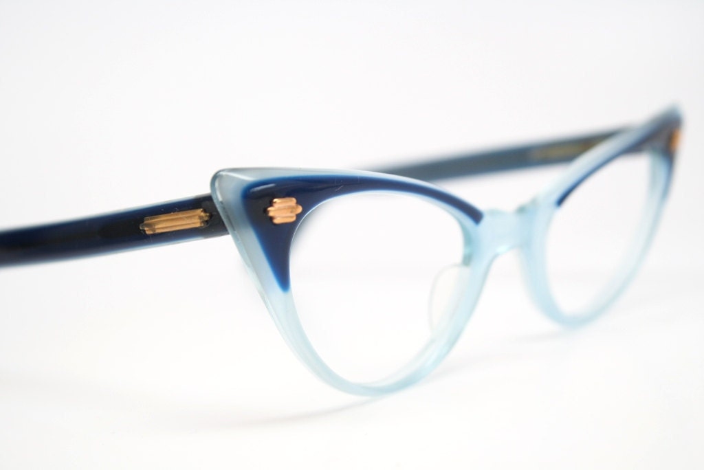 Blue cat eye glasses 2 tone vintage cateye eyeglasses