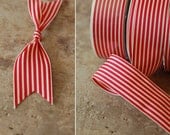 30 Yard Spool of Ribbon - 1.5" Wide Striped Grosgrain - RED & IVORY