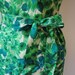 Vintage 1950's Dress Green Silk Floral Print Cocktail Party Mad Men Wiggle Dress