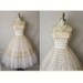 50's Wedding Dress // Vintage 1950's Strapless White Gold Tulle Wedding Dress Gown XS